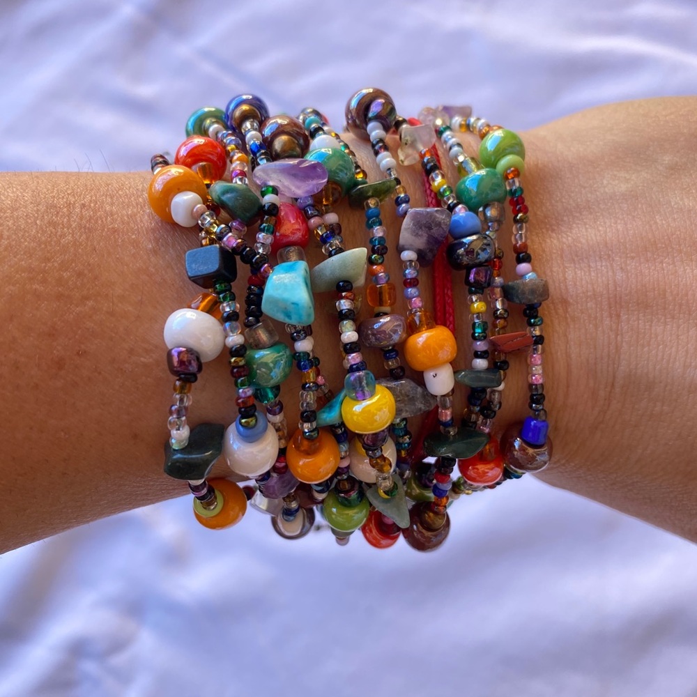 12 strand glass bead hand made bracelet